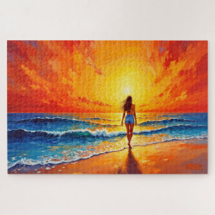 Goldene Stunden am Ozean Glühen Orangenuntergang K Puzzle