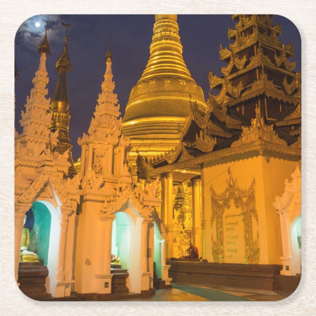 Goldene Stupa und Tempel Rechteckiger Pappuntersetzer (Vorderseite)