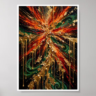 Goldene Supernova - Luxus-Smaragdfeuer und Gold Dr Poster