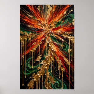 Goldene Supernova - Luxus-Smaragdfeuer und Gold Dr Poster