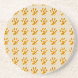 Goldene süße Pfoten auf Beige Getränkeuntersetzer