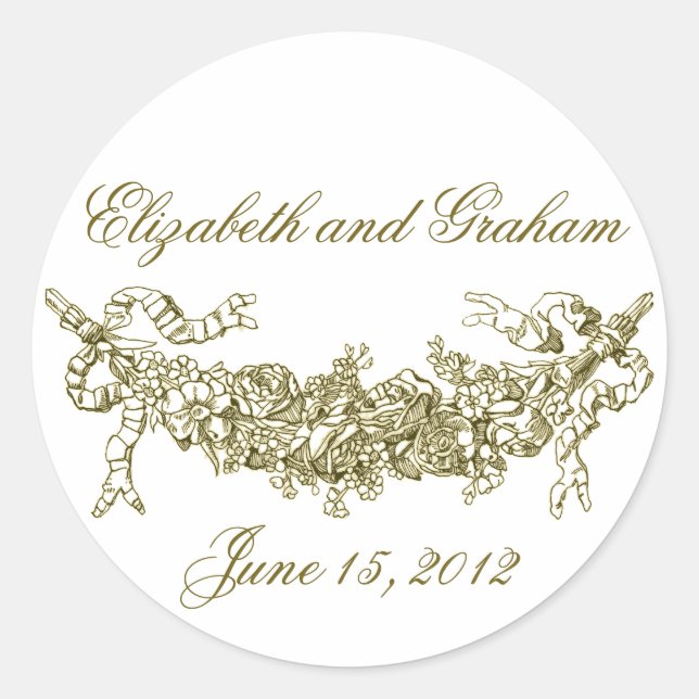 Goldene Swag Romantische Stcker / Umschlag Aufkleb Runder Aufkleber (Vorderseite)
