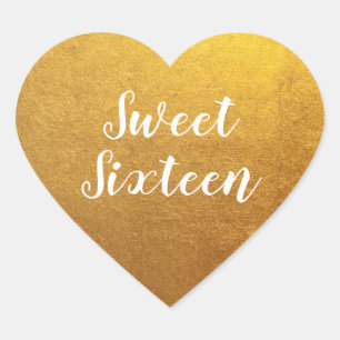 Goldene Sweet Sixteen-Fotos Herz-Aufkleber