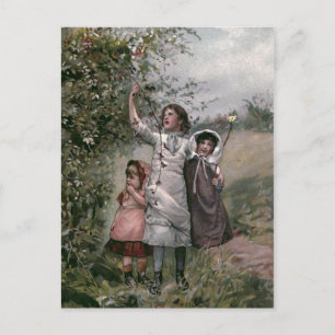 Goldene Tage Vintage-Buchillustration Postkarte