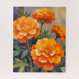 Goldene Tagetes | Aquarell Blumen Floral Puzzle