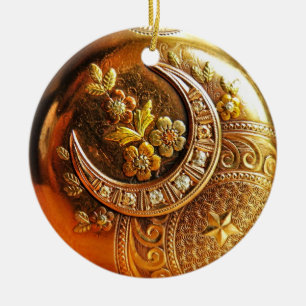 Goldene Taschenuhr-Verzierung Keramikornament