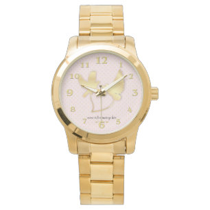 Goldene Tauben mit einem goldenen Herz, sanfte Lie Armbanduhr