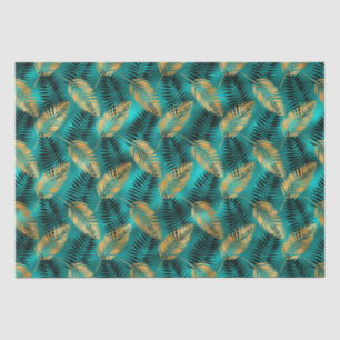 Goldene Teal-Palmblätter Luxuriöser tropischer M Seidenpapier