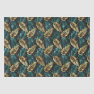 Goldene Teal-Palmblätter Luxuriöser tropischer S Seidenpapier