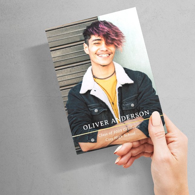 Goldene Teilung | Moderne Zwei Foto 2023 Abschluss Folieneinladung (Von Creator hochgeladen)