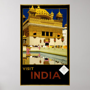 Goldene Tempel-Reise Vintager Besuchs-Indiens Poster