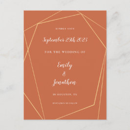 Goldene Terracotta-Hochzeit spart das Datum und di Ankündigungspostkarte