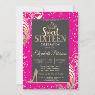 Goldene Tiara Glitter Absätze Diamanten  Rosa Swee Einladung