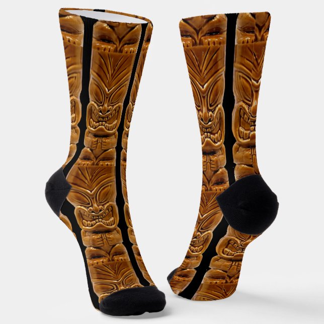 Goldene Tiki-Skulptur Thunder_Cove Socken (Gewinkelt)
