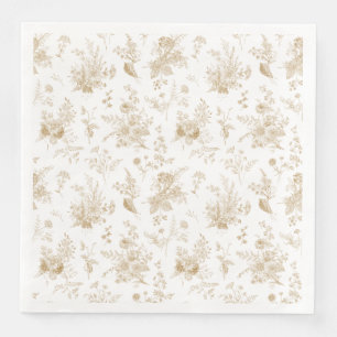Goldene Toile De Jouy Vintage Blumen Chinoiserie Serviette