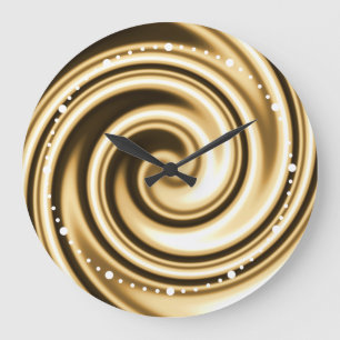 Goldene Töne Weichfokus Spirale SwirbelIllusion Große Wanduhr