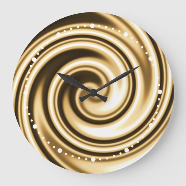 Goldene Töne Weichfokus Spirale SwirbelIllusion Große Wanduhr (Vorderseite)