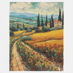 Goldene Toskana-Wildblumen-Landschaft Fleecedecke