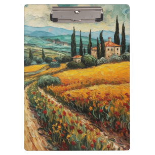 Goldene Toskana-Wildblumen-Landschaft Klemmbrett