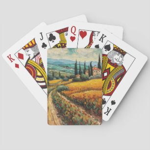 Goldene Toskana-Wildblumen-Landschaft Spielkarten