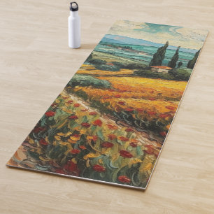 Goldene Toskana-Wildblumen-Landschaft Yogamatte