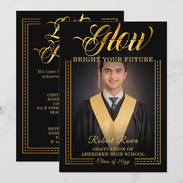 Goldene Touch Erleuchtet eure Zukunft. Einladung (Vorne/Hinten)