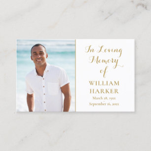 Goldene Trauer-Gedenkgebet-Gedicht-Fotokarten Visitenkarte