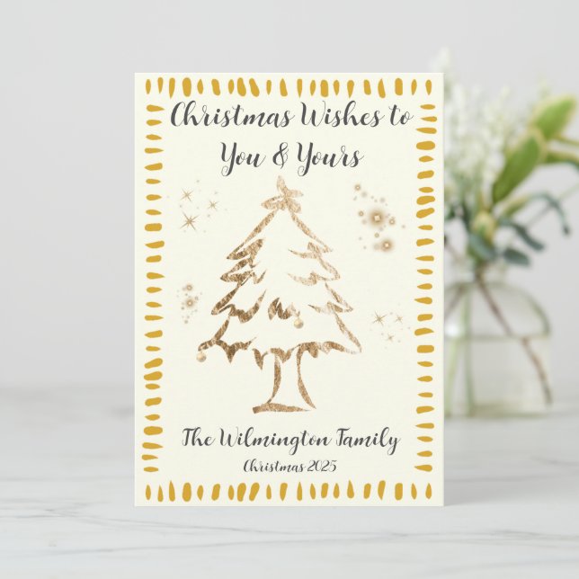 Goldene Treppe Foto Weihnachtswohnung Karte (Stehend Vorderseite)