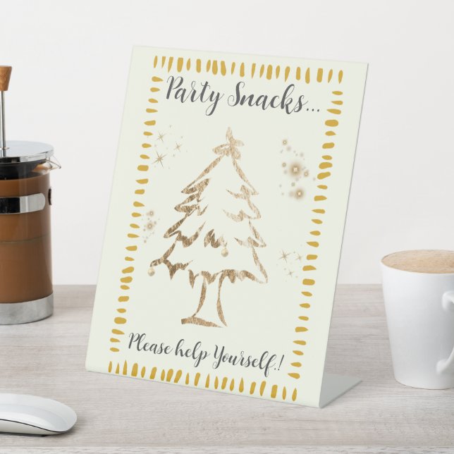 Goldene Treppe Weihnachts-Party Snacks Sockelschild (In SItu)