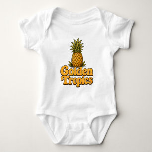 Goldene Tropen Retro Ananas Grafik Baby Strampler