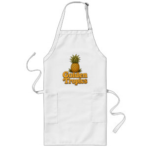Goldene Tropen Retro Ananas Grafik Lange Schürze