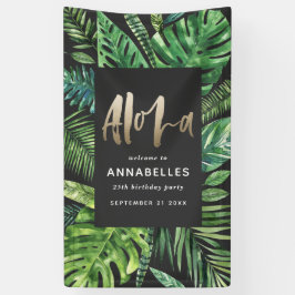 Goldene Tropenblättrige Goldschrift Black Aloha Bi Banner