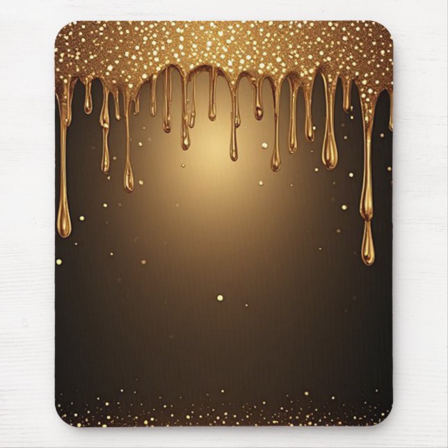 Goldene tropfende Hintergrund mit glitzernden Ränd Mousepad (Vorne)