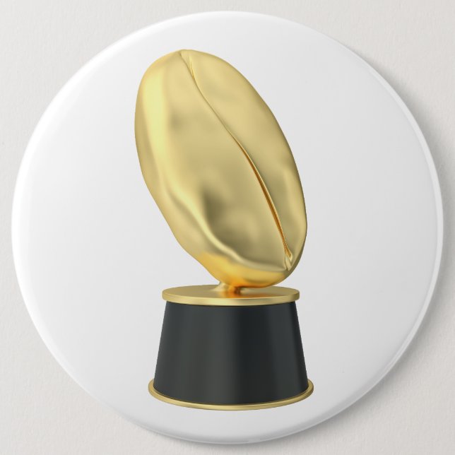 Goldene Trophäe mit Kaffeebohne Button (Vorderseite)