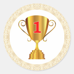 Goldene Trophäe Runder Aufkleber