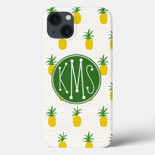 Goldene tropische Ananas Monogramm iPhone 13 Hülle