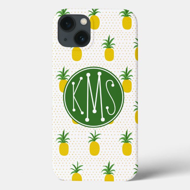 Goldene tropische Ananas | Monogramm Case-Mate iPhone Hülle (Rückseite)