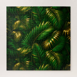 Goldene Tropische Blätter Dschungel Luxus Puzzle