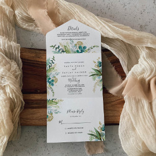 Goldene tropische Hochzeit All In One Einladung