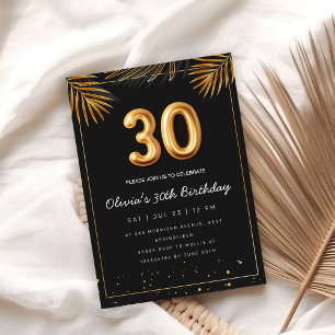 Goldene tropische Palmwedel 30. Geburtstag Einladung