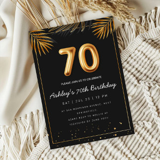 Goldene tropische Palmwedel 70. Geburtstag  Einladung