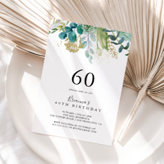 Goldene tropische Vegetation 60. Geburtstagsparty Einladung