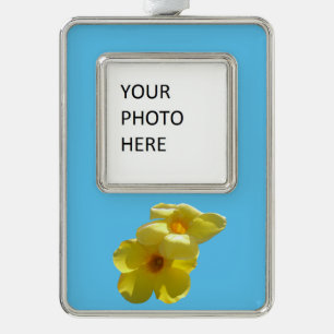 Goldene Trumpet-Blume I Rahmen-Ornament Silber