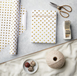 Goldene Tupfen auf Weiß Geschenkpapier