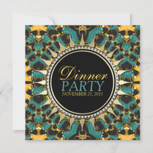 Goldene Türkis Neue Ära Bohemian Abendparty-Einlad Einladung