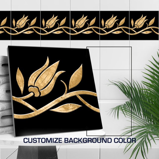 Goldene türkische Tulpe Seamless Border Fliese (Von Creator hochgeladen)