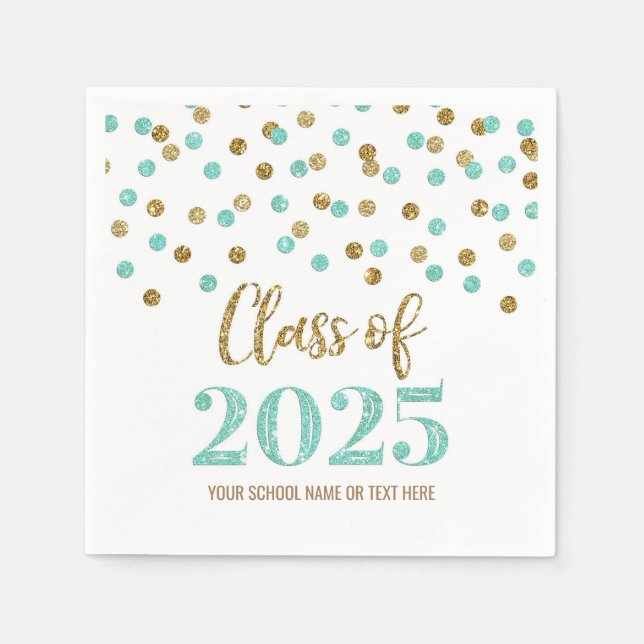 Goldene Turquoise Confetti-Klasse 2025 Napkins Serviette (Vorderseite)