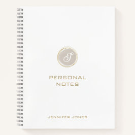 Goldene Typografie Beige Wasserfarbe Monogramm Nam Notizbuch