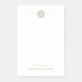 Goldene Typografie Beige Wasserfarbe Monogramm Nam Post-it Klebezettel