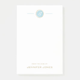 Goldene Typografie Blaue Wasserfarbe Monogramm Nam Post-it Klebezettel
